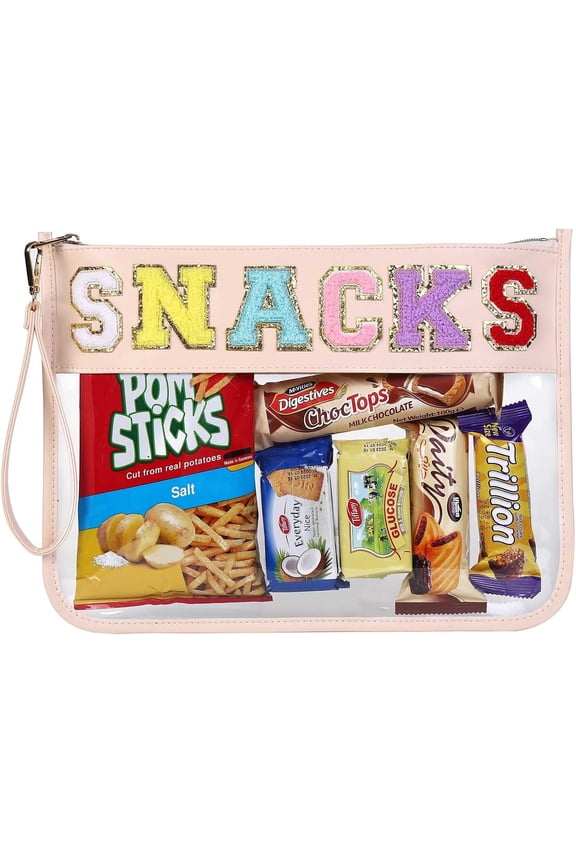 Monogram Clear Stadium Purse Bag Chenille Letter Travel Patch Pouch Snack Makeup Wristlet