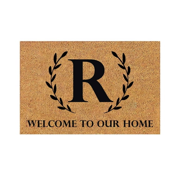 Monogram Coir Doormat Letter Front Door Mat for Outdoor Indoor Entrance 24x16 Inches Non-Slip Backing Doorway Mat for Porch Patio Floor New Home Decor Housewarming Gift