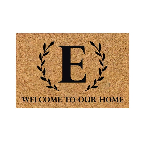 Monogram Coir Doormat Letter Front Door Mat for Outdoor Indoor Entrance 24x16 Inches Non-Slip Backing Doorway Mat for Porch Patio Floor New Home Decor Housewarming Gift
