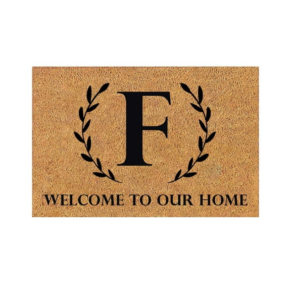 Monogram Coir Doormat Letter Front Door Mat for Outdoor Indoor Entrance 24x16 Inches Non-Slip Backing Doorway Mat for Porch Patio Floor New Home Decor Housewarming Gift