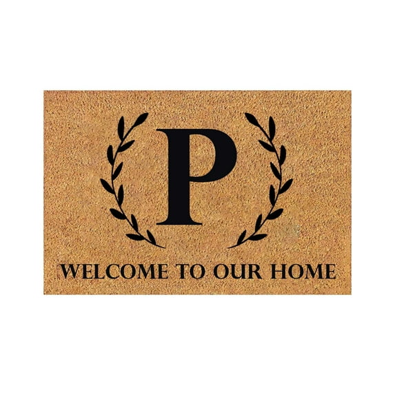 Monogram Coir Doormat Letter Front Door Mat for Outdoor Indoor Entrance 24x16 Inches Non-Slip Backing Doorway Mat for Porch Patio Floor New Home Decor Housewarming Gift