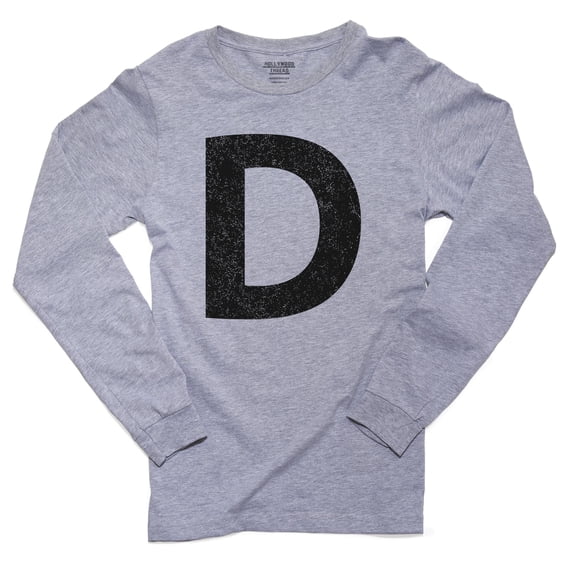 Monogram - D - Letter in Stately Black Men's Long Sleeve Grey T-Shirt