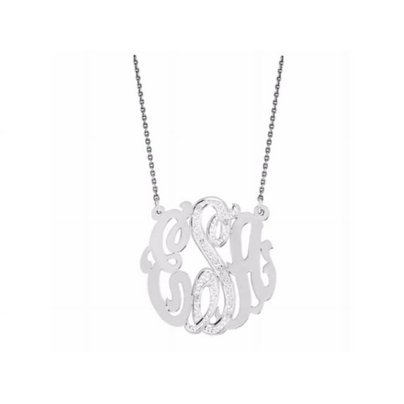 Monogram Diamond Pendant Necklace Personalized 38mm 14k Yellow or 14K White Gold. Special Order, Made to Order. Large PNK001-38mmW