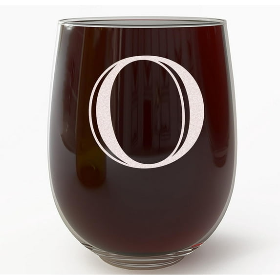 Monogram Etched 17oz Stemless Wine Glass (Letter O) A-Z Personalized gifts for Women, Custom wine glasses, Monogrammed Birthday gift for Her Initial