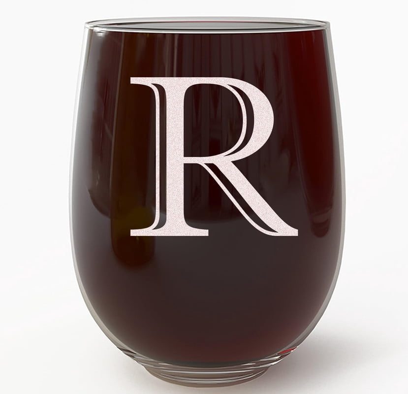 Personalized Stemless Wine Glasses Set Of 4 - 17oz Monogrammed Glassware For Weddings, Anniversaries, Gifts