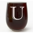 thumbnail image 1 of Monogram Etched 17oz Stemless Wine Glass (Letter U) A-Z Personalized gifts for Women, Custom wine glasses, Monogrammed Birthday gift for Her Initial, 1 of 6