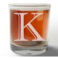 thumbnail image 1 of Monogram Etched Letter K 11oz Whiskey Rocks Glass Bourbon Scotch Lowball Old Fashioned Gifts for Him for Groomsmen for Husband, 1 of 4