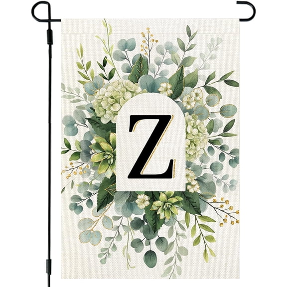 Monogram Garden Flag Initial Letter Z Double Sided 12x18 Inch Spring Floral Welcome Outdoor Lawn Yard Decor