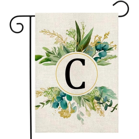Monogram Garden Flag, Letter C Initial, 12 x 18 Inch Double Sided Floral Burlap Flag for Outdoor Yard and Garden Decor price history and forecast - UCN DECOR