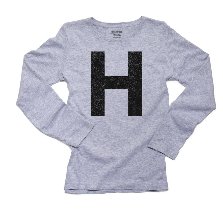 Monogram - H - Letter in Stately Black Women's Long Sleeve Grey T-Shirt