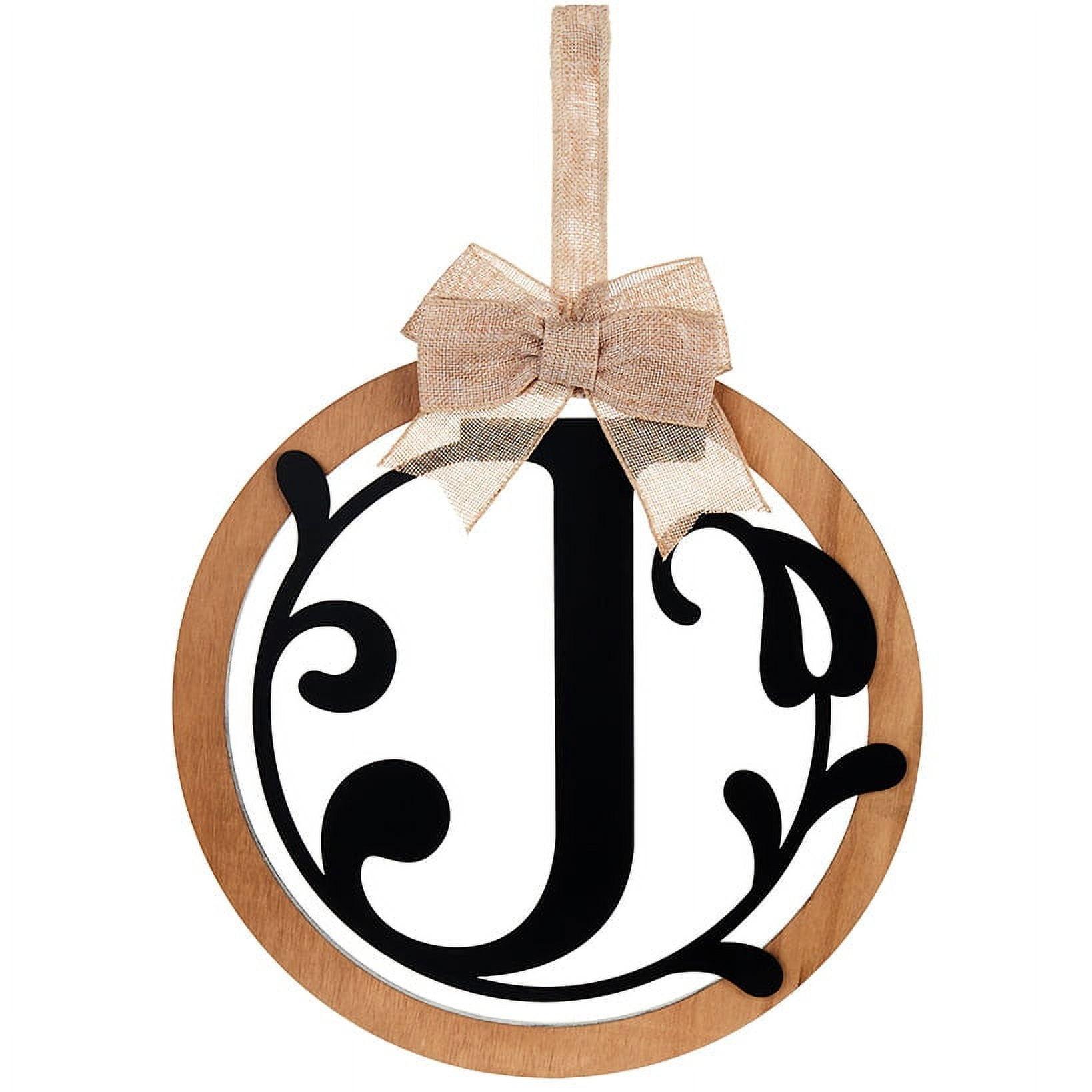 Customizable Neutral Wood and Linen Monogram Wall Hanging