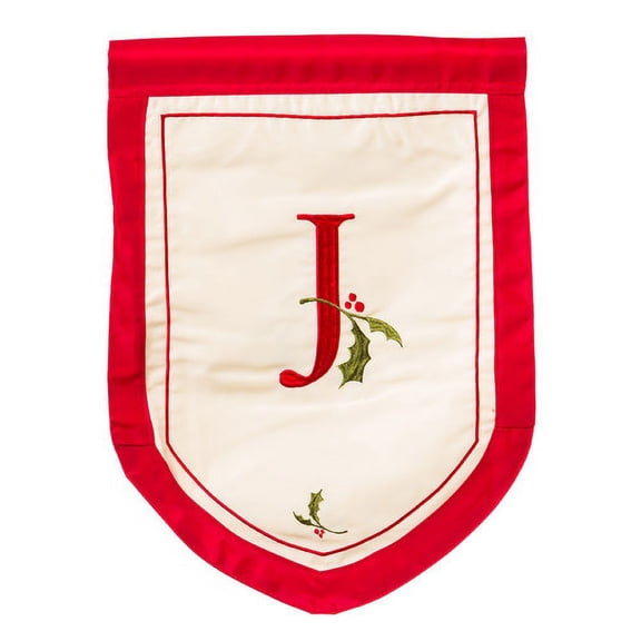 Monogram Holiday Garden Size Flag - J