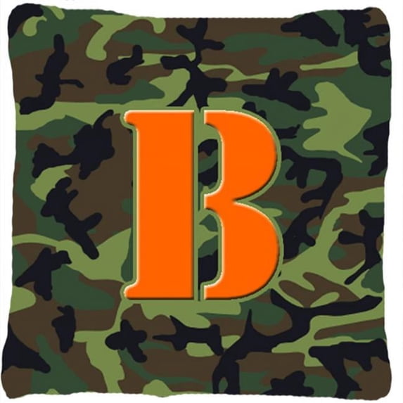 Monogram Initial B Camo Green Decorative Fabric Pillow