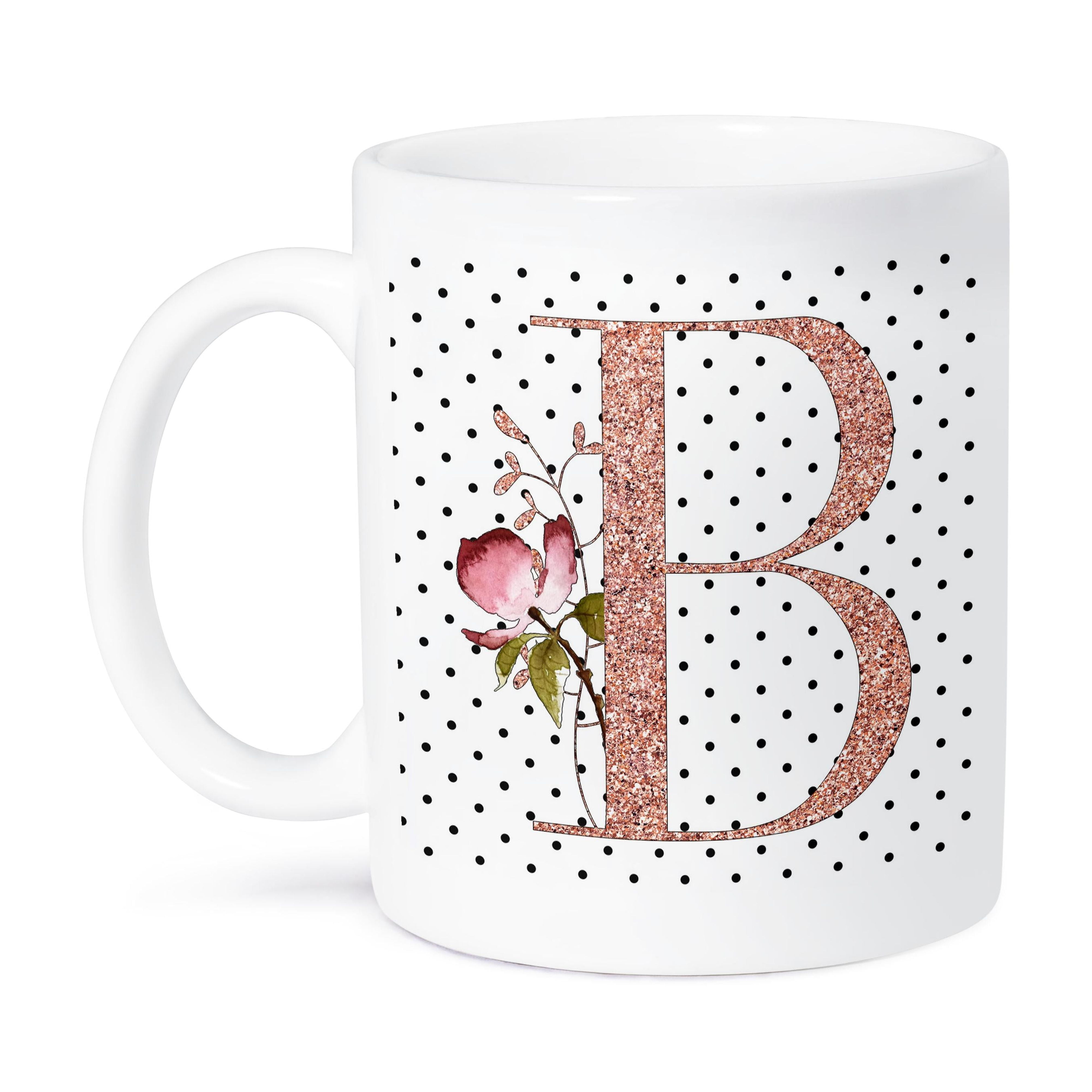3dRose, Monogram Initial B Pink Rose Floral On Black and