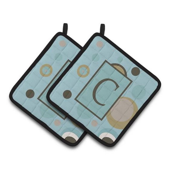 Monogram - Initial C Blue Dots Pair of Pot Holders