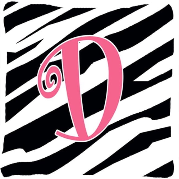 Monogram Initial D Zebra Stripe and Pink Fabric Decorative Pillow