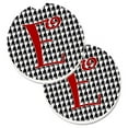 thumbnail image 1 of Monogram Initial E Houndstooth Black Set of 2 Cup Holder Car Coaster, 1 of 1