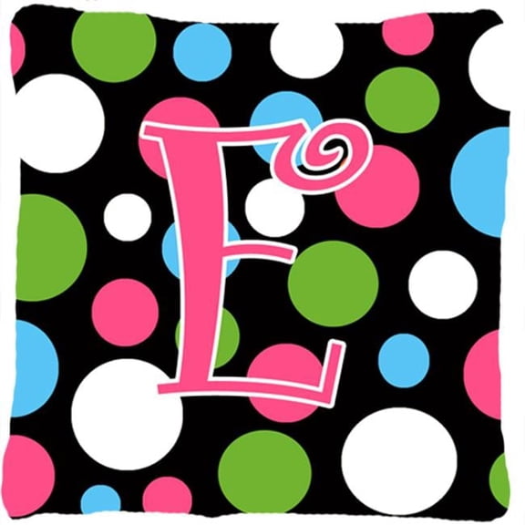 Monogram Initial E Polkadots and Pink Fabric Decorative Pillow