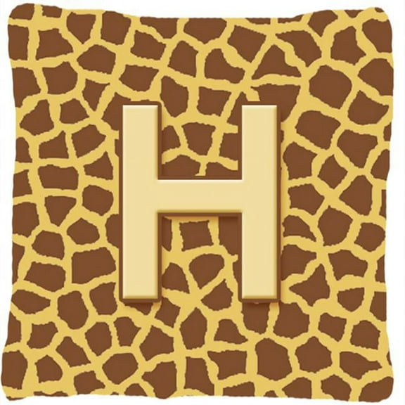 Monogram Initial H Giraffe Decorative Fabric Pillow