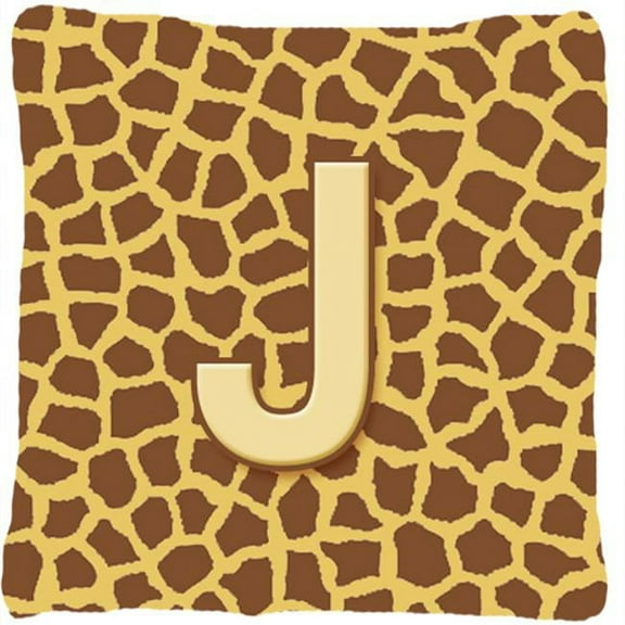 Monogram Initial J Giraffe Decorative Fabric Pillow