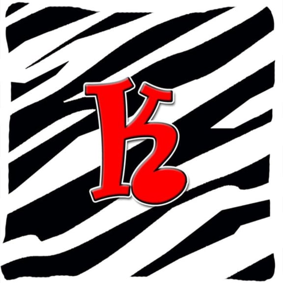 Monogram Initial K Zebra Red Decorative Fabric Pillow
