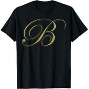 Monogram Initial Letter B Gold T-Shirt
