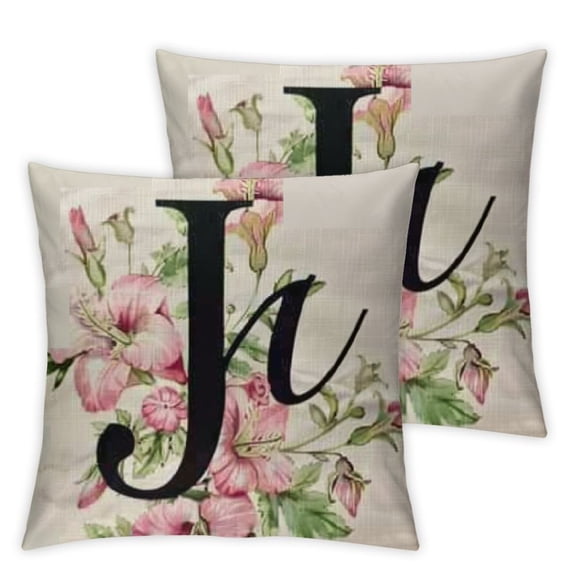 Monogram Initial Letter F with Lily Pillow Covers Personalized Letter Throw Pillowcase Decorative Cushion Cover for Home Living Room Bedroom Sofa