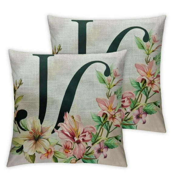 Monogram Initial Letter N with Lily Throw Cushion Covers nitial Letter Decorative Pillow Covers Pillowcase Cushion Case for Farmhouse Home Decor Housewarming Gift
