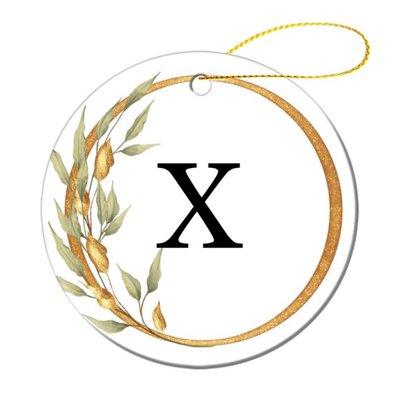Monogram Initial Letter X Christmas Ornament Personalized Custom Monogram Two Sides Printed Christmas Ornaments Holiday Ornament for Home Christmas Tree Decor Funny Gifts for Women/Men