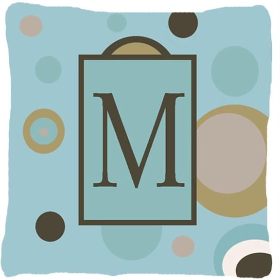Monogram - Initial M Blue Dots Decorative Indoor & Outdoor Fabric Pillow