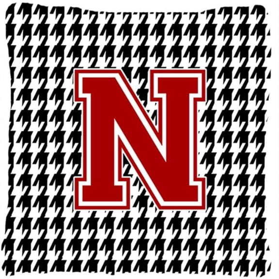 Monogram - Initial N Houndstooth Indoor & Outdoor Decorative Fabric Pillow - 14 x 14 in.