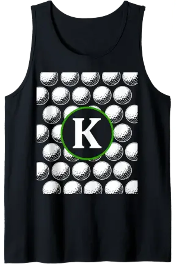 Monogram Initial Name Letter K Cute Golf Sport Ball Pattern Tank Top Size S-3XL