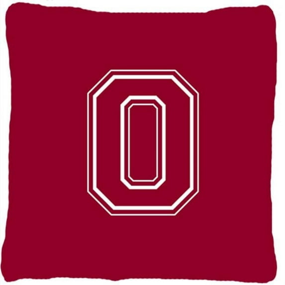 Monogram Initial O Maroon And White Indoor & Outdoor Fabric Decorative Pillow - Maroon and White - 14 x 2 x 14 in.