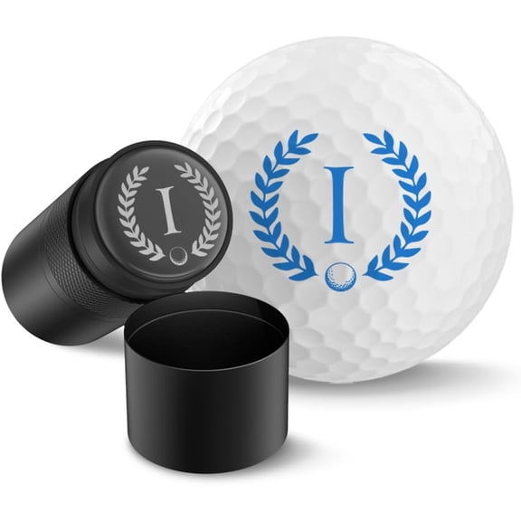 Monogram Initial Self-Inking Marker Golf Ball Stamp Personalized Quick Dry Permanent Ink Reusable Golf Ball Marker to Identify Balls Ideal Golfer Gift(I)