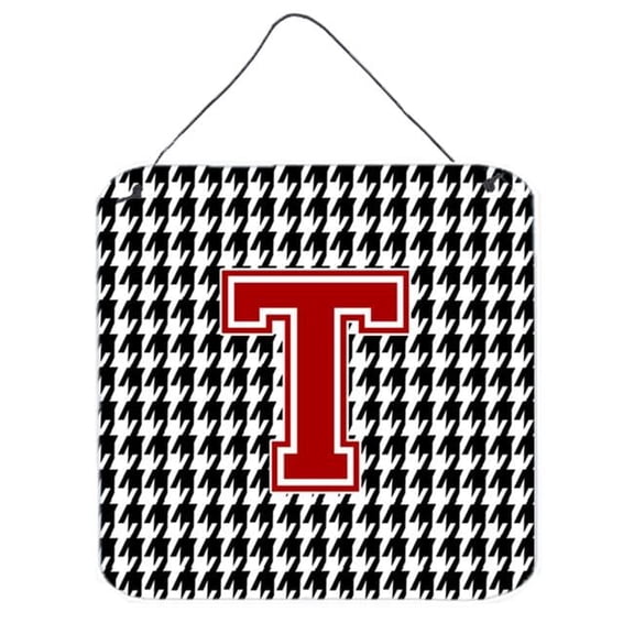 Monogram - Initial T Houndstooth Aluminium Metal Wall Or Door Hanging Prints