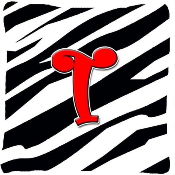 Monogram Initial T Zebra Red Decorative Fabric Pillow