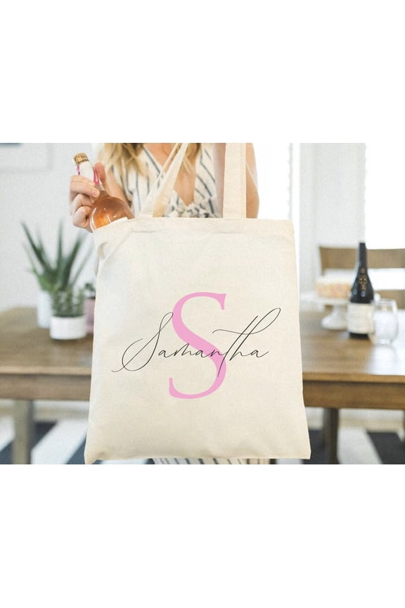Monogram Initial Tote Bag Personalized Name Tote Bag Custom Tote Personalized Shopper Tote