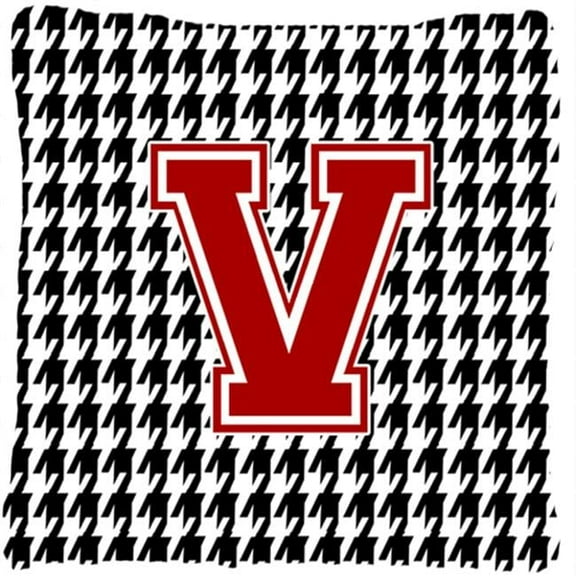 Monogram - Initial V Houndstooth Decorative Fabric Pillow 14 x 14 in.