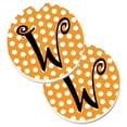 thumbnail image 1 of Monogram Initial W Orange Polkadots Set of 2 Cup Holder Car Coaster, 1 of 1