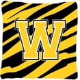 thumbnail image 1 of Monogram Initial W Tiger Stripe - Black Gold Decorative Fabric Pillow, 1 of 1