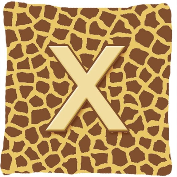 Monogram Initial X Giraffe Decorative Fabric Pillow