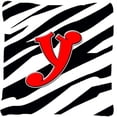 thumbnail image 1 of Monogram Initial Y Zebra Red Decorative Fabric Pillow, 1 of 1