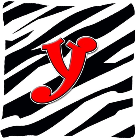 Monogram Initial Y Zebra Red Decorative Fabric Pillow