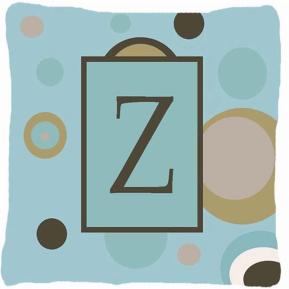 Monogram - Initial Z Blue Dots Indoor & Outdoor Decorative Fabric Pillow - 14 x 14 in.