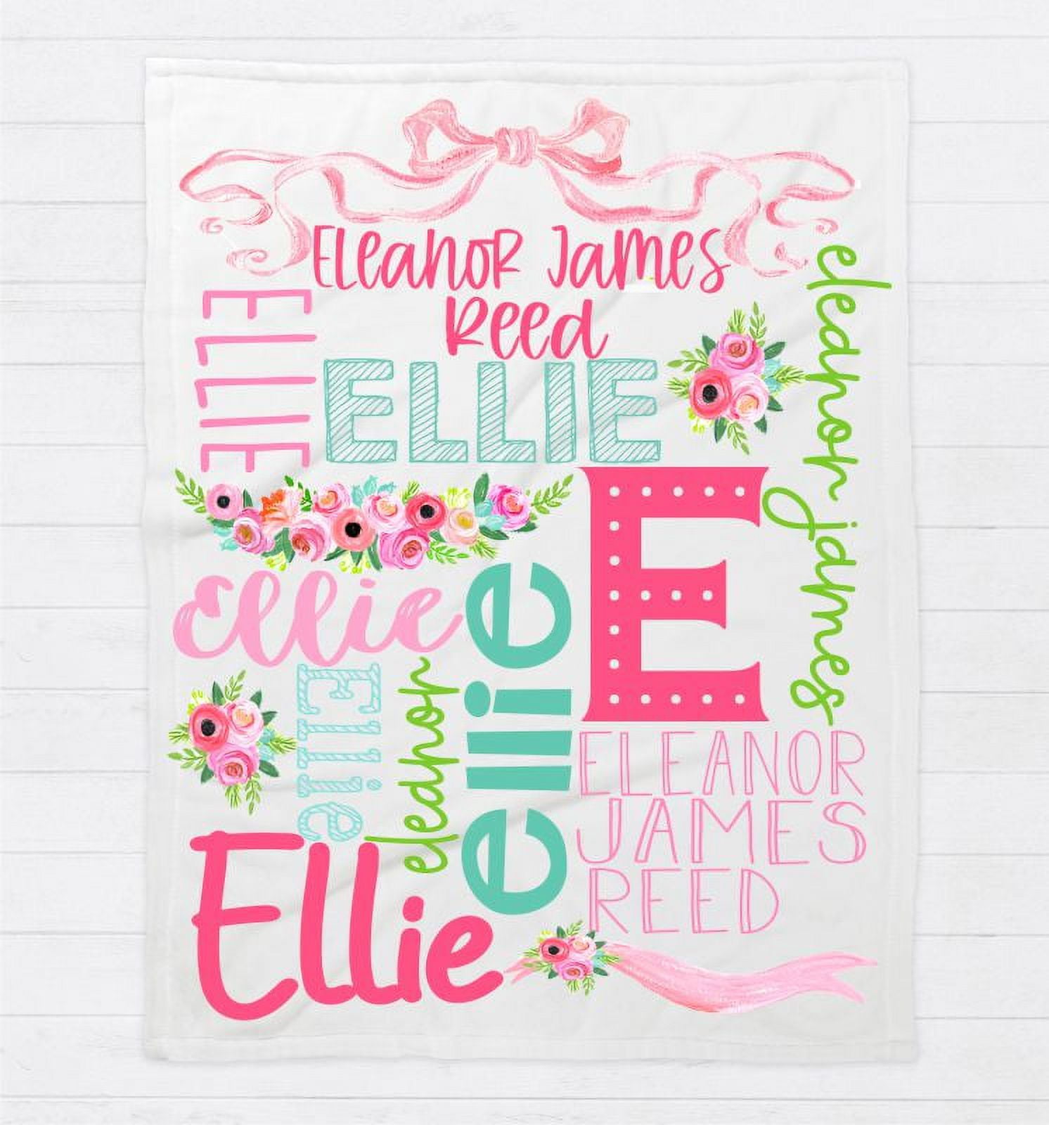 Monogram Junkie Personalized Baby Blanket for Girls with Name Floral Custom Baby Blanket