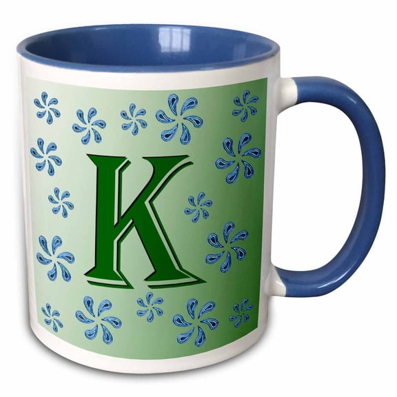 3drose, Monogram - K - Smudgeart Monograms Are a Vibrant and Versatile Collection, 11oz Two-tone Blue Mug