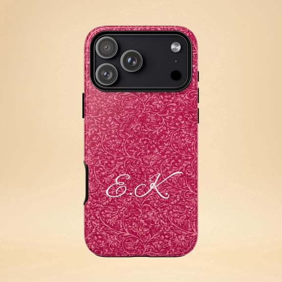 Tough 2 Layer Shockproof Protective Case Compatible with iPhone 17, Custom Monogram Lace Personalized Name Design
