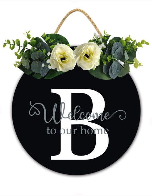 Monogram Letter B Last Name Front Door Welcome Wreath, 26 Letter ...