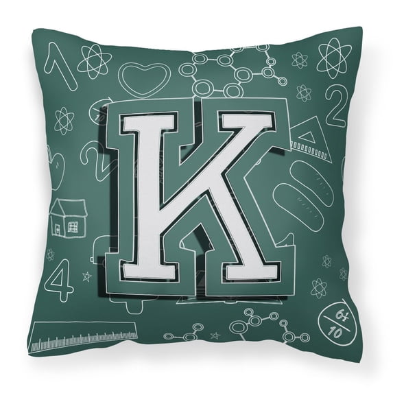 Monogram Letter Back to School Fabric Decorative Pillow
