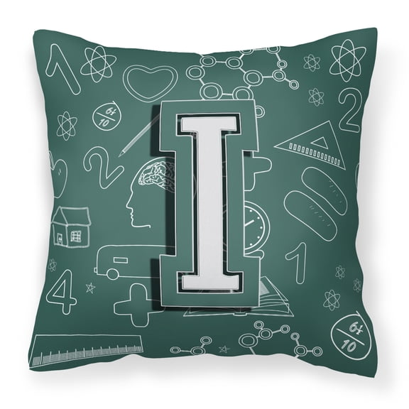 Monogram Letter Back to School Fabric Decorative Pillow